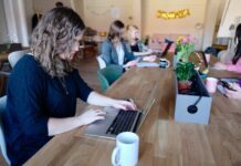 co working space remote working image with women