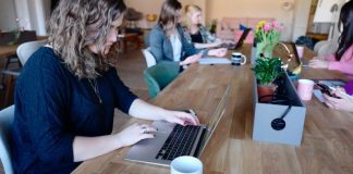 co working space remote working image with women
