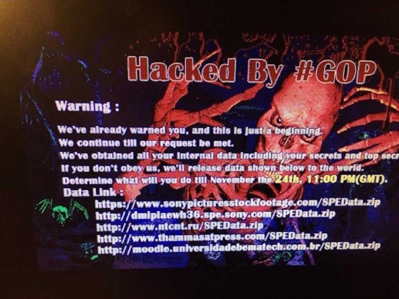 Sony Pictures hack screen